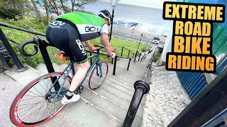 EXTREME ROAD BIKE RIDING ON URBAN MTB FREERIDE...
