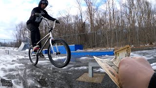 Paying For Tricks At A Snow Covered Skatepark!