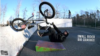 Little Guy Crashes A lot At The Skatepark!