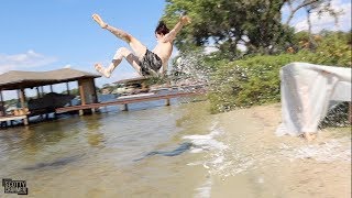 Sketchy Slip N' Slide Lake Jump!