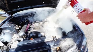 BIG BOY'S CAR CATCHES ON FIRE!