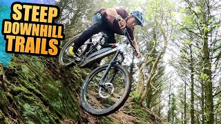 RIDING AND SLIDING DOWN STEEP MTB DOWNHILL...