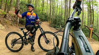 Getting Seth out for a few laps at Kanuga Bike...