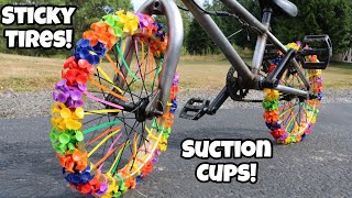Sticky Suction Cup Bike Tires! Can I Ride it?!