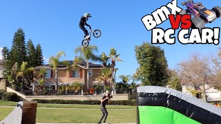 BMX vs RC Car Jump Challenge!!