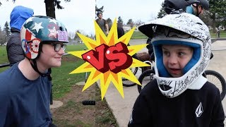 GAME OF BIKE! 7 Yr Old Caiden VS 15 yr Old and...