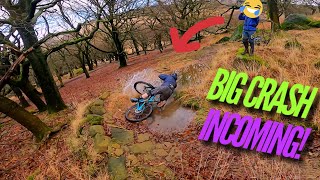MOUNTAIN BIKER VS HUGE PUDDLE! *EPIC CRASH...