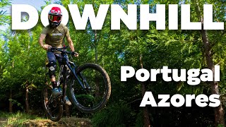 Downhill riding with friends in Azores Portugal