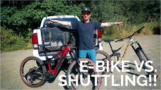 SHUTTLING VS. E-BIKE!! COMPARING TIMES