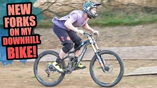FITTING NEW FORKS ON MY DOWNHILL BIKE AND...