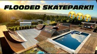 MY BACKYARD SKATEPARK FLOODED!!