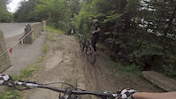 Hugging a tree on DH trail in Romania