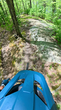 The run to the slab ends in this rock slab
