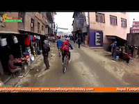 Mountain bike riding around Kathmandu courtyard