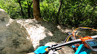 Falling backwards from steep climb